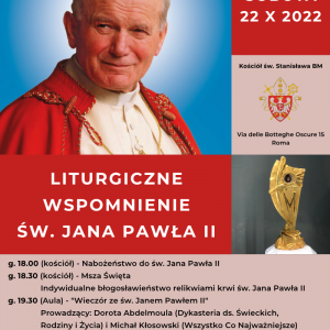 Liturgiczne wspomnienie św. Jana Pawła II (22.10.2022) – ZAPROSZENIE